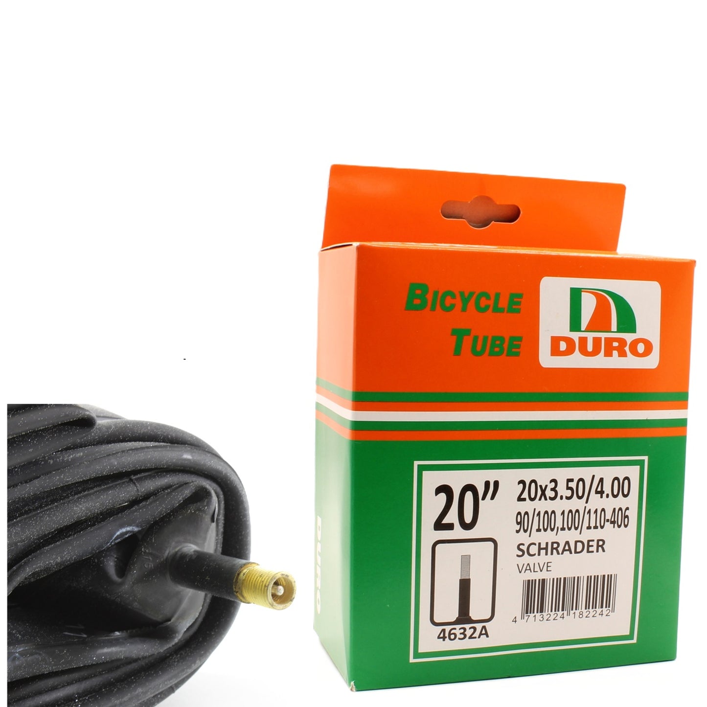 Duro 20" x 3.50/4 Bicycle Tyre Tube for 20 Inch Fat Bikes/E-Bikes Schrader Valve