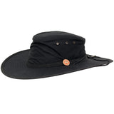 Durack Unisex Wide Brim Oilskin Hat With Chinstrap & Toggle (Black)