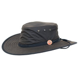 Durack Unisex Wide Brim Oilskin Hat With Chinstrap & Toggle (Brown)