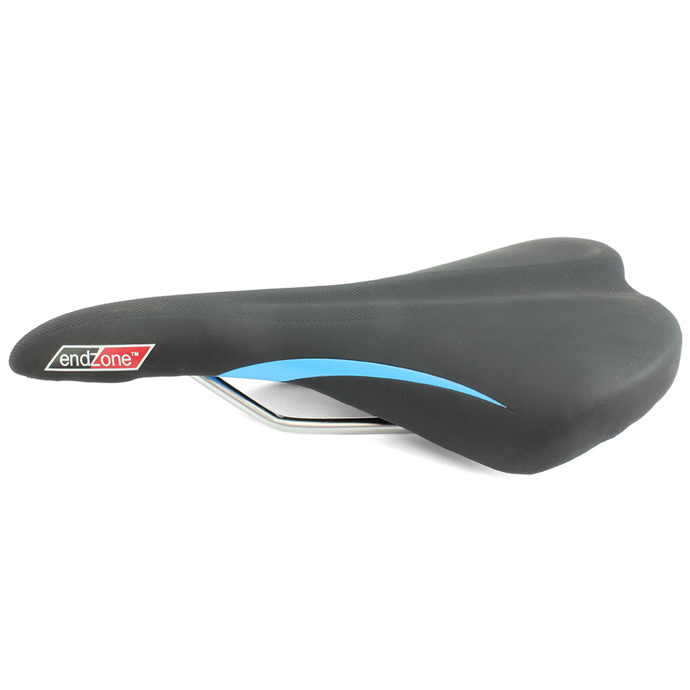 Endzone Slim Vinyl Bike Seat/Saddle with Comfort Foam and Clamp Black/Blue