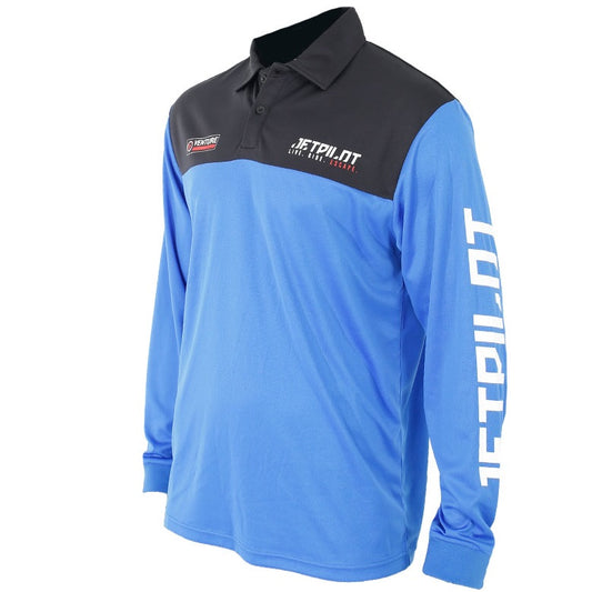 Jetpilot Venture Men's Long Sleeve Fishing Polo Shirt (Black-Blue)