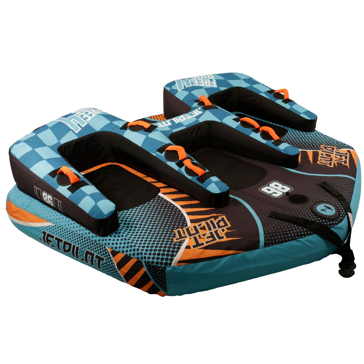 Jetpilot Freeride JP4 4-Person Inflatable Towable Ski Tube (Blue/Orange)