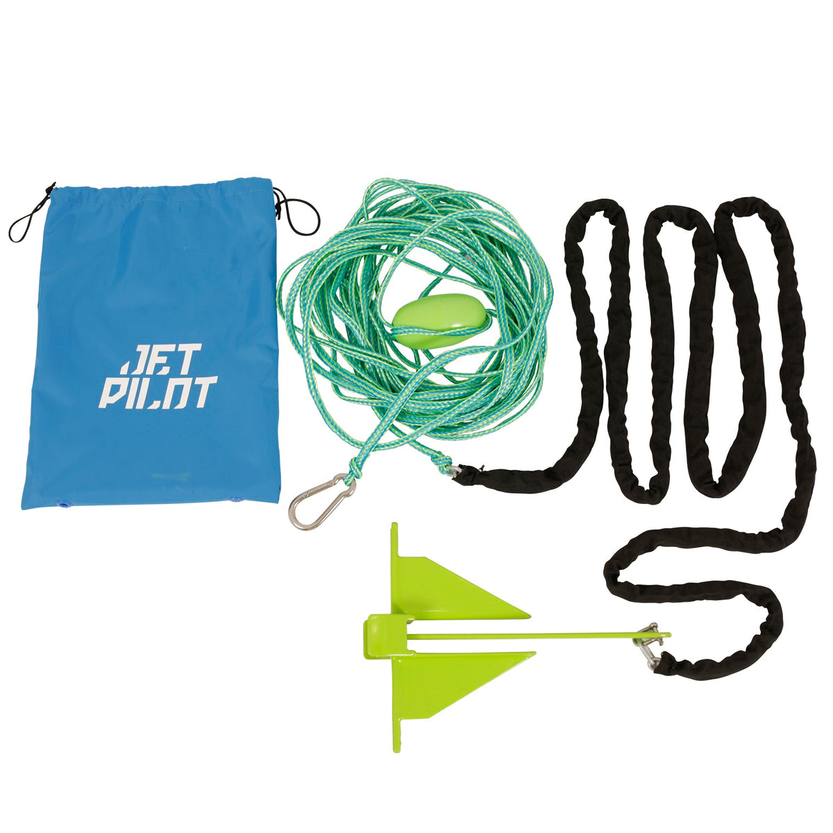 Jetpilot Steel Offshore Anchor with 4m chain and 20m Rope (Green)