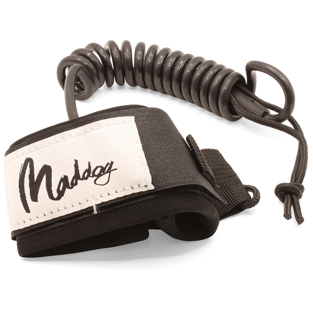 Maddog 1.2m Coiled Wrist Bodyboard Strap Leash (Black)