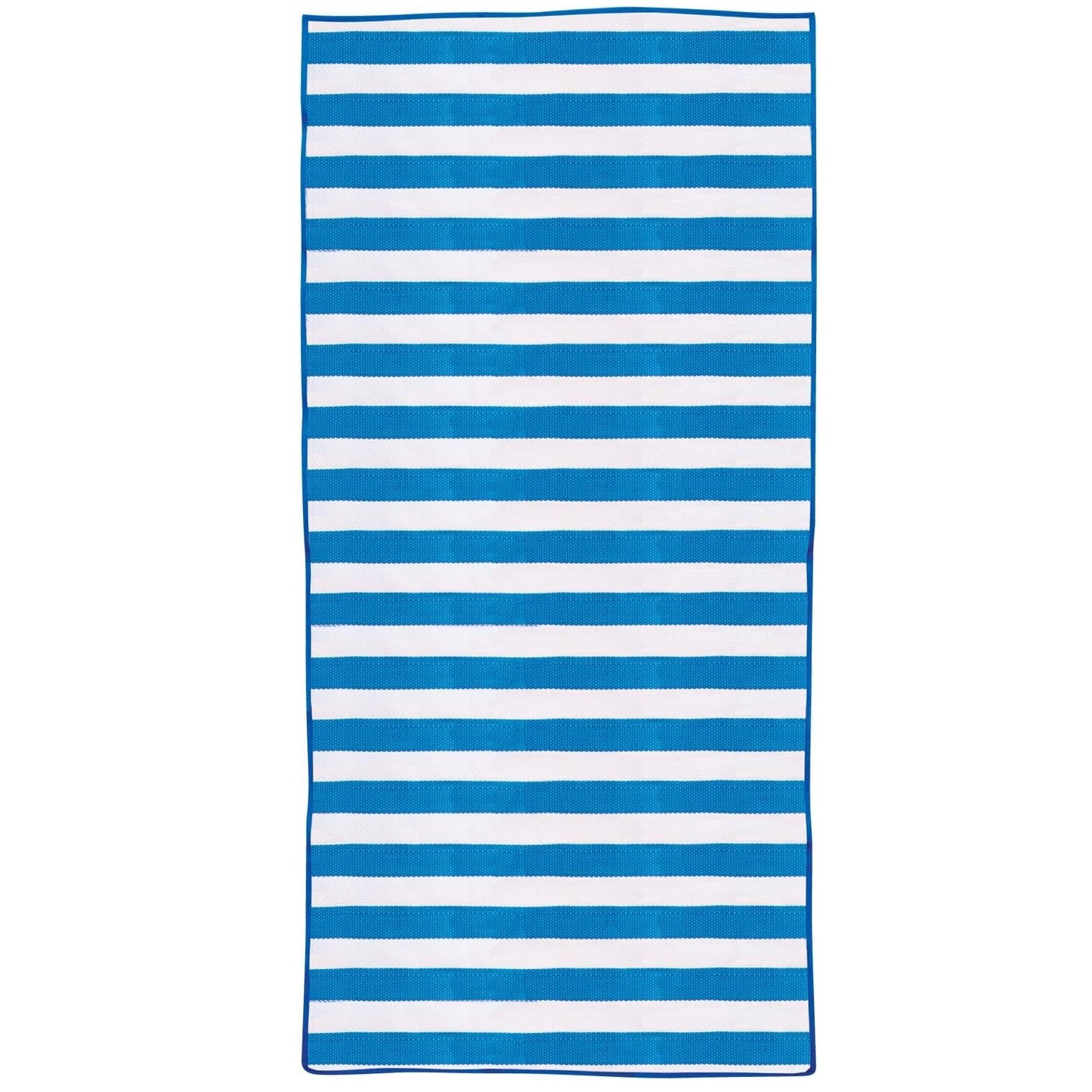Mirage 75 x 150cm Blue and White Stripe Foldable Woven Beach Mat