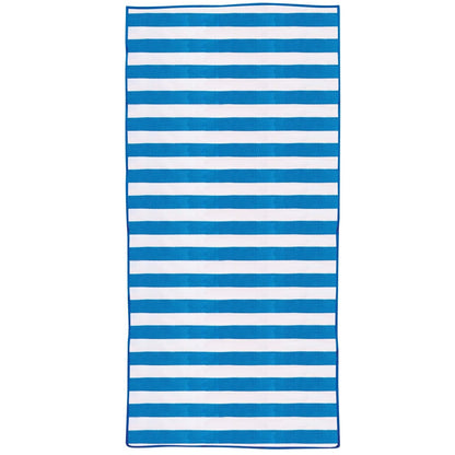 Mirage 75 x 150cm Blue and White Stripe Foldable Woven Beach Mat