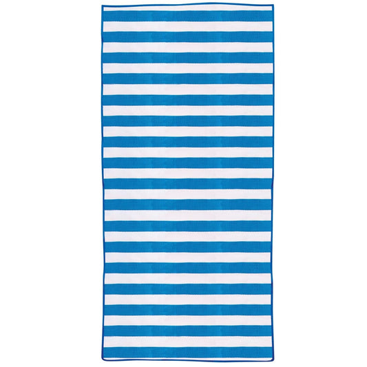 Mirage 75 x 150cm Blue and White Stripe Foldable Woven Beach Mat