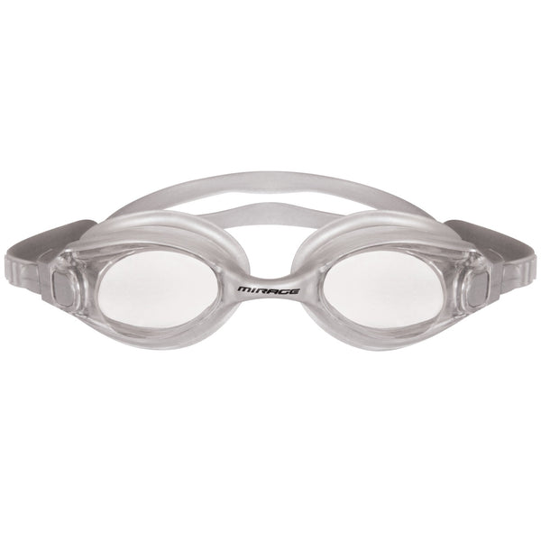 Mirage Flow Silver Adult Swimming Goggles with Silicone Ear Plugs