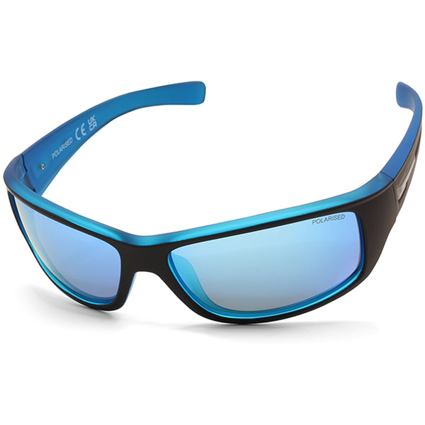 North Beach Perch Black Neon Blue/Blue Mirror Polarised Unisex Sunglasses 70326