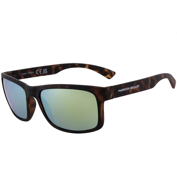 North Beach Capelin Matte Tortoise/Gold Mirror Polarised Unisex Sunglasses 70705