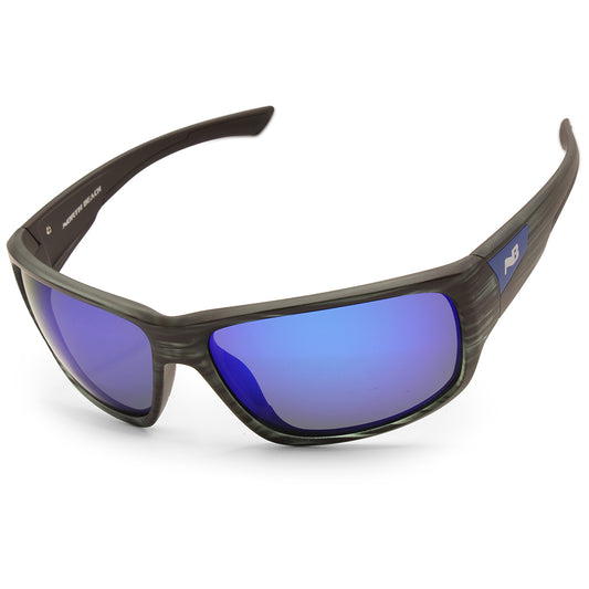 North Beach Quinn Crystal Black Stripe/Blue Mirror Polarised Unisex Sunglasses