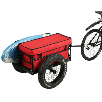 Proseries Red 2-in-1 Fat Wheel Bike Cargo Trailer and Beach Trolley