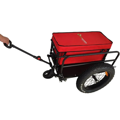 Proseries Red 2-in-1 Fat Wheel Bike Cargo Trailer and Beach Trolley