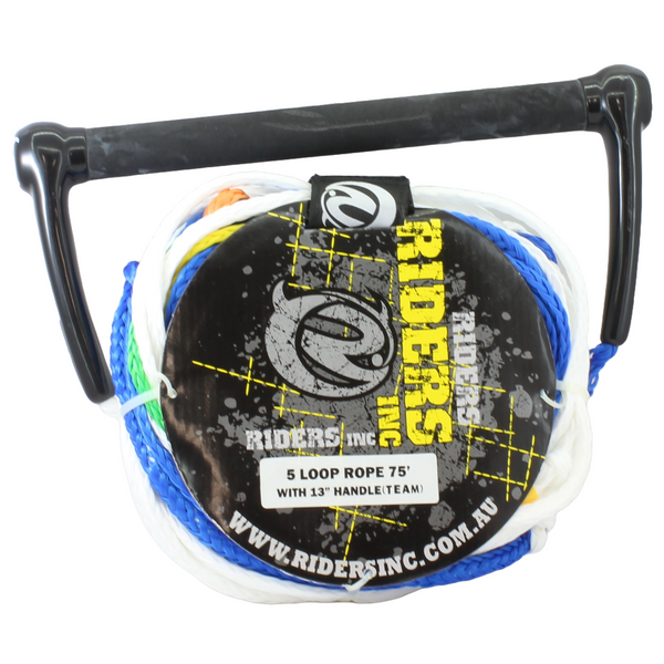 Riders Inc 75' (23m) 5 Loop Water Ski Slalom Tow Rope with 13" Aluminium Team Handle