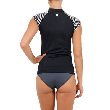 Jetpilot Pro Series Ladies Short Sleeve Nylon/Spandex Rashie Black/White Size 8