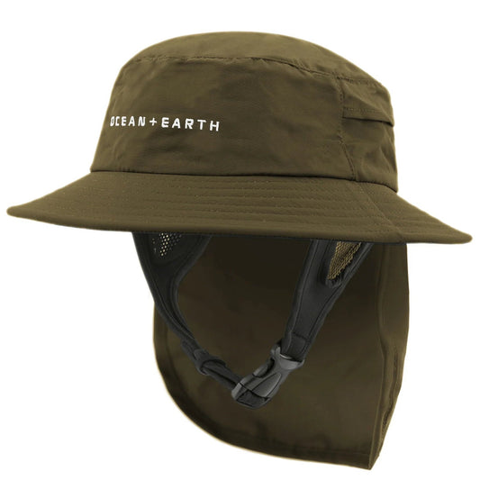 Ocean & Earth Bingin Kids Soft Peak Surf Hat with Chin Strap (Olive)