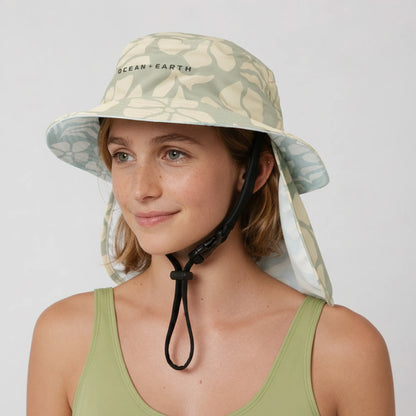 Ocean & Earth Kids Bingin 54cm Unisex Soft Peak Surf Hat (Sage Flower)