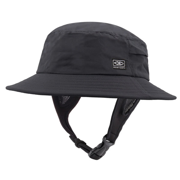 Ocean & Earth Bingin Kids Soft Peak Bucket Surf Hat with Chin Strap Black