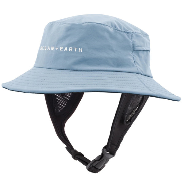 Ocean & Earth Bingin Youth 56cm Soft Peak Bucket Surf Hat with Chin Strap Blue