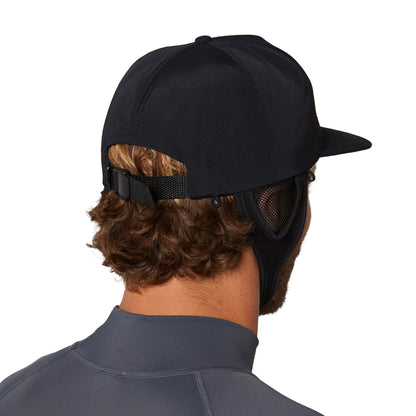 Ocean & Earth Bingin Strapback Adjustable Cap with Flap and Chin Strap - Black