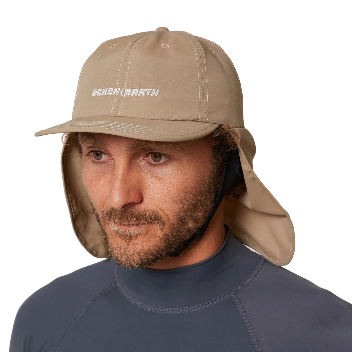 Ocean & Earth G-Land Adjustable 6 Panel Legionnaire Surf Cap - Stone
