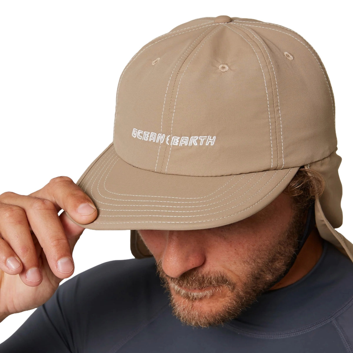 Ocean & Earth G-Land Adjustable 6 Panel Legionnaire Surf Cap - Stone