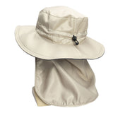 Uveto Tasman Unisex Adjustable Wide Brim Sun Hat With Removable Neck Flap (Stone)
