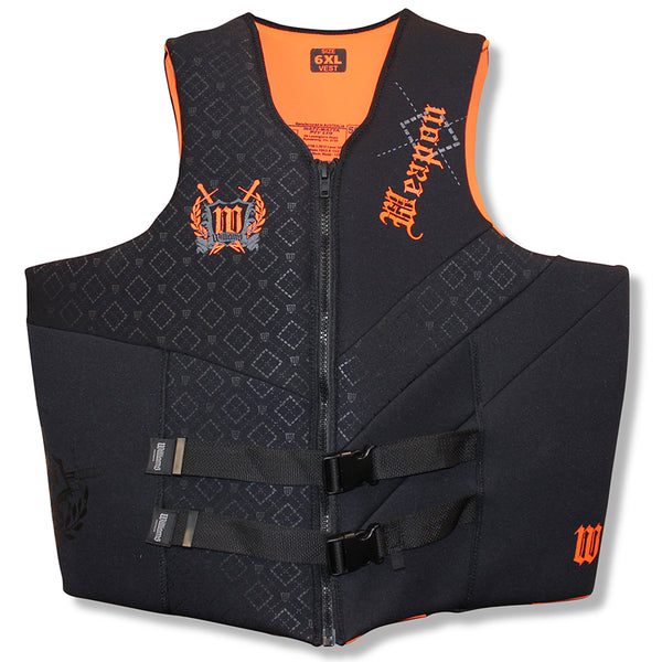 Weapon Super Size 7XL-8XL Neoprene PFD Buoyancy Life Vest Jacket Black/Orange