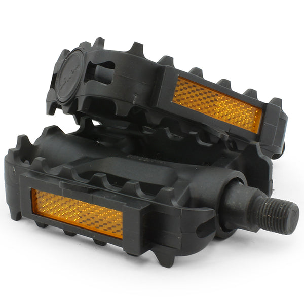 Black Tough Plastic Replacement Bike Pedals 1/2-Inch Thread