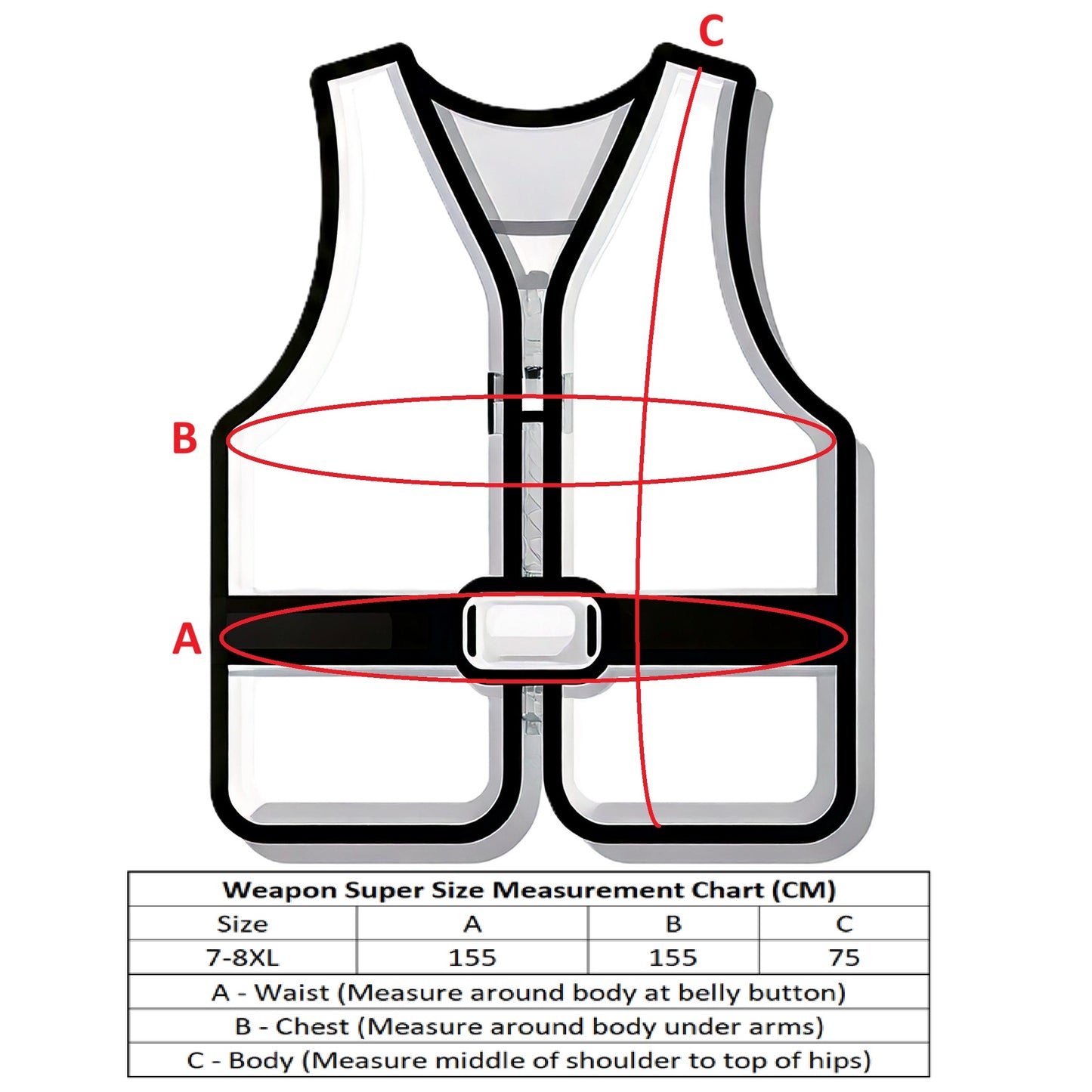 Weapon Super Size 7XL-8XL Neoprene PFD Buoyancy Life Vest Jacket Black/Orange