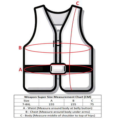 Weapon Super Size 7XL-8XL Neoprene PFD Buoyancy Life Vest Jacket Black/Orange