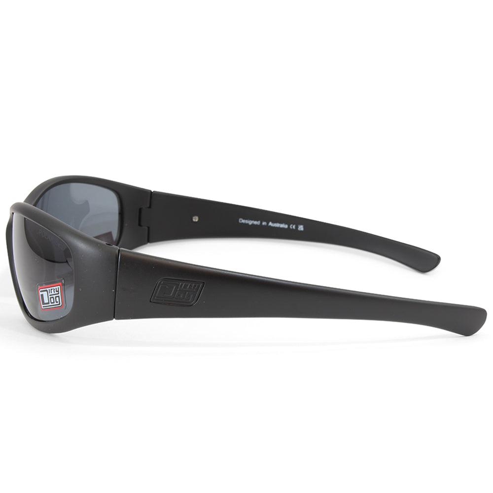 Dirty Dog Boofer Satin Black/Grey Polarised Men's Sports Sunglasses