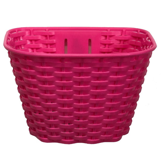 Pink Plastic Wicker style Front Mounted Bike Basket