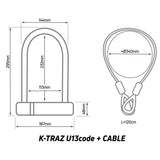 Zefal K-Traz U13 Steel Bike Combination Code U-Lock with 120cm Steel Cable