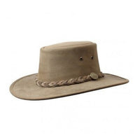 Barmah Squashy Bronco Wide Brim Foldable Leather Hat - Hickory Sizes S-XXL