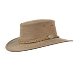 Barmah Foldaway Bronco Leather Foldable Bush Hat - Hickory Sizes S-XXL