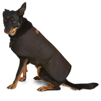 Didgeridoonas Brown Water Repellent Oilskin Cotton Twill Lined Dog Rain Coat Jacket
