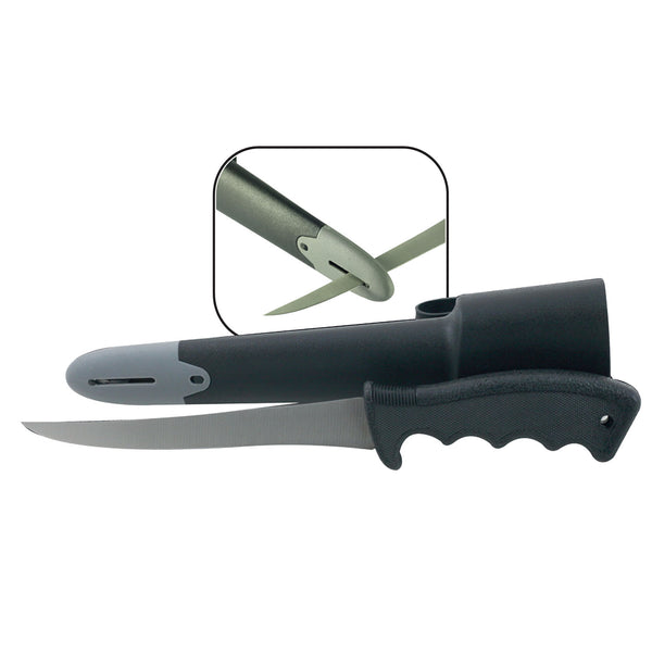 Mirage Fishing and Fish Filleting Knife with Ceramic Sharpener Sheath