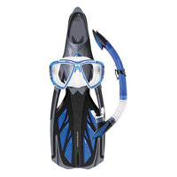 Mirage Platinum Mask Snorkel and Fin Set with Tempered Glass Lens Blue