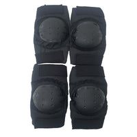 Set of 4 Kids Elbow and Knee Skate Rollerblade Protection Pads Black - 2 Sizes