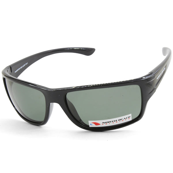 North Beach Gwyniad Black Gloss/Grey Polarised Mens Sunglasses 70441