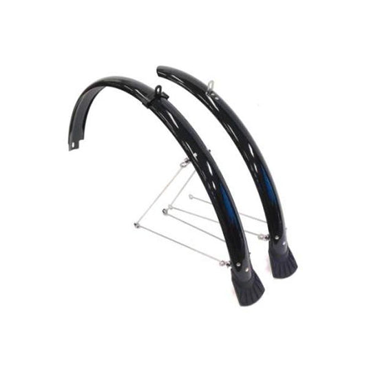 Flinger 700c Black Plastic Front and Rear Bike Mudguard Set 44mm Wide
