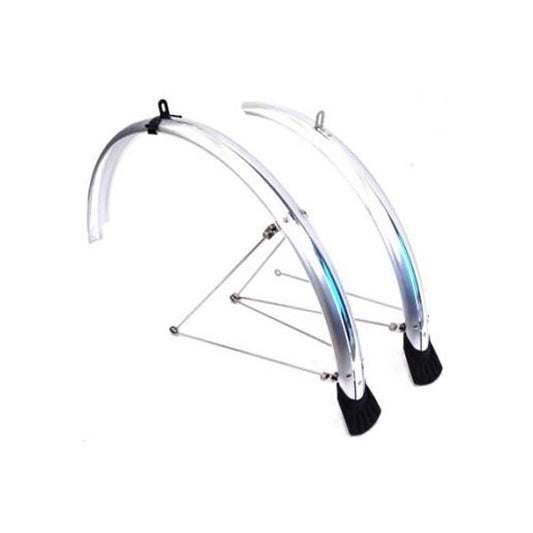 Flinger 700c Silver Plastic Front and Rear Bike Mudguard Set 44mm Wide
