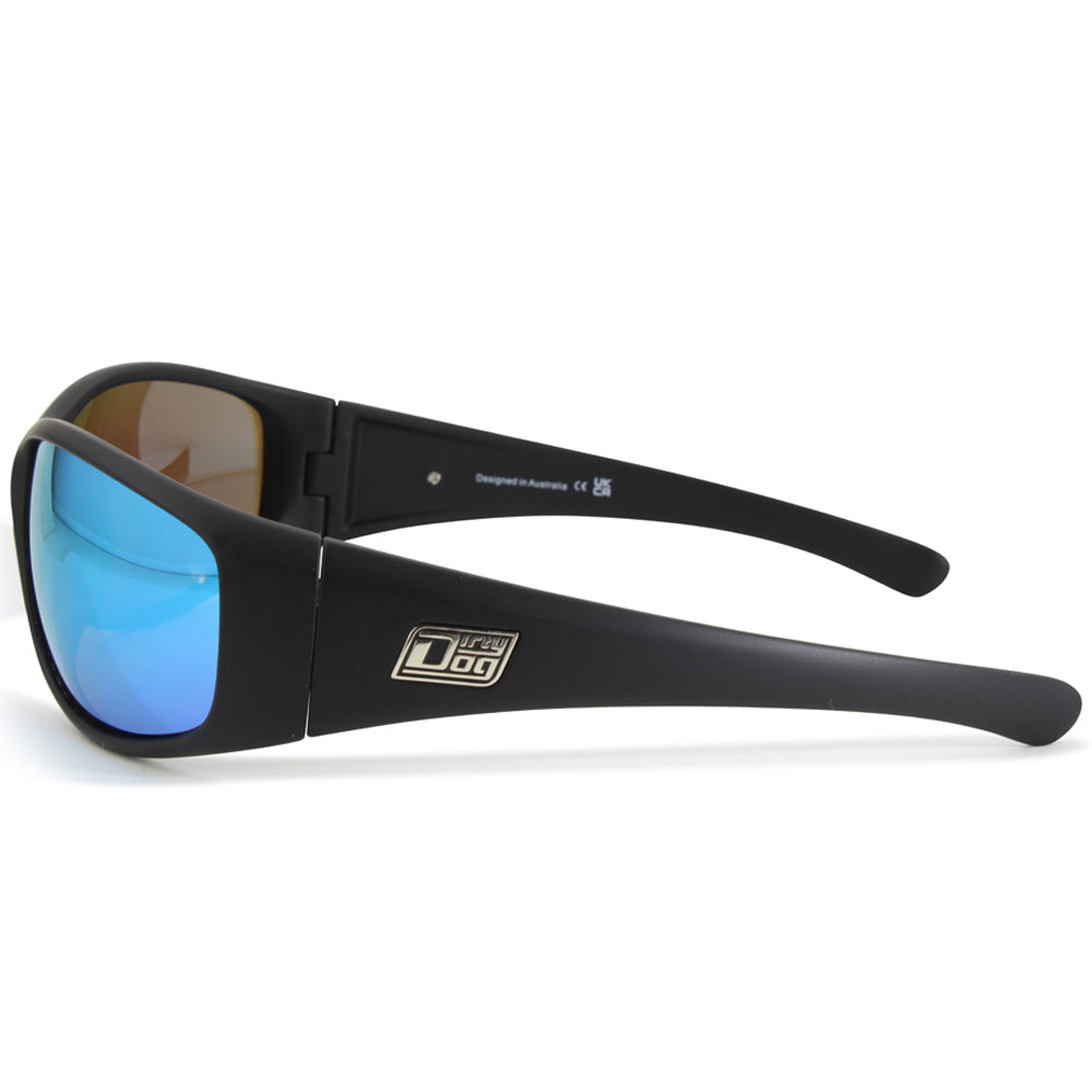 Dirty Dog Wolf Matte Black/Ice Blue Mirror Polarised Men's Sunglasses