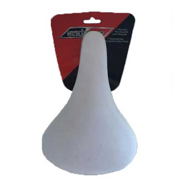 Endzone Vinyl Bike Seat/Saddle with Comfort Foam and Clamp White #3805
