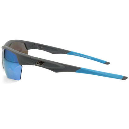 Dirty Dog Sport Track Silver Grey/Blue Mirror Polarised Sport Sunglasses