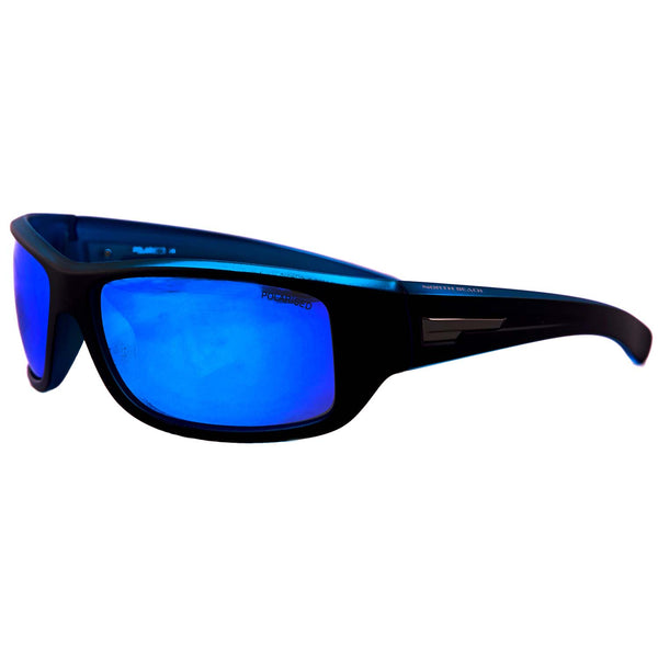 North Beach Perch Black Neon Blue/Blue Mirror Polarised Unisex Sunglasses 70326