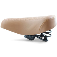 Brown Ladies Retro Bike Saddle 250mm x 190mm Vinyl Quilted Top Dual Coil Springs