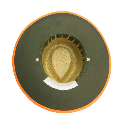 Lightweight UPF50+ Broad Brim Straw Hat with Adjustable Chin Strap (Orange)