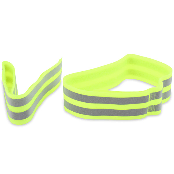 High-Visibility Yellow Fluro Bike Safety Trouser or Arm Band 2-Pack